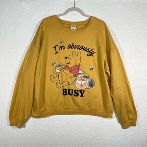 Disney Sweatshirt I'm Obviously‎ Busy Crewneck Yellow Pooh Size XXXL